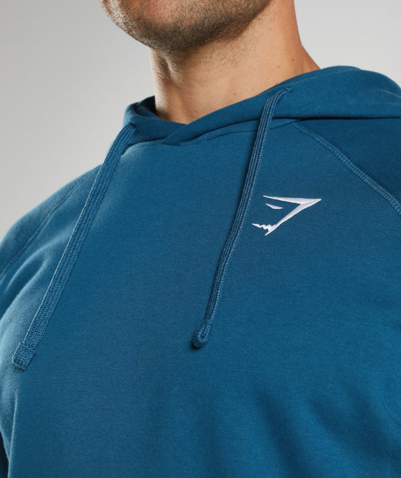 Men's Gymshark Crest Hoodie Blue | NZ 3DOZGA